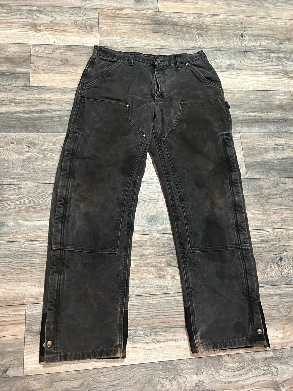 Vintage Carhartt Double Knee Pants Mens Size 36 x 34 Quilted Black B194 BLK